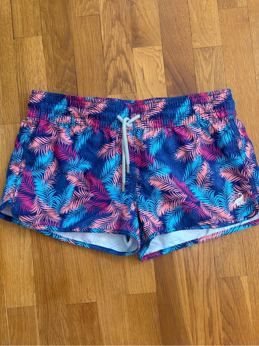 Tropical Print Women's Swim Shorts - Blue & Pink